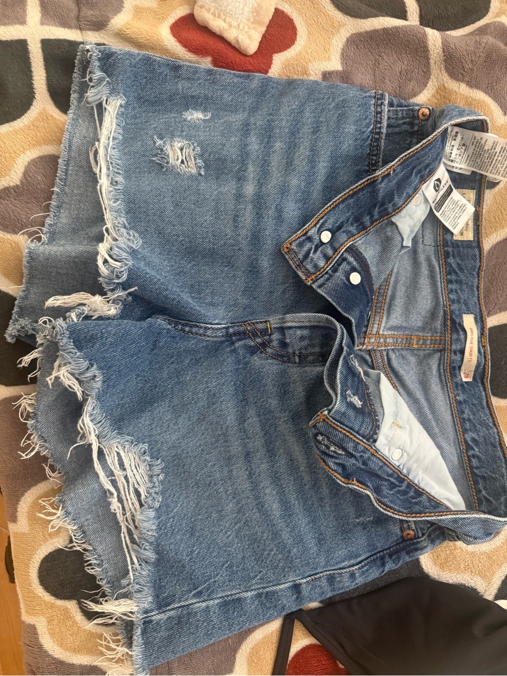 Levis Distressed Light Blue Denim Jean Shorts